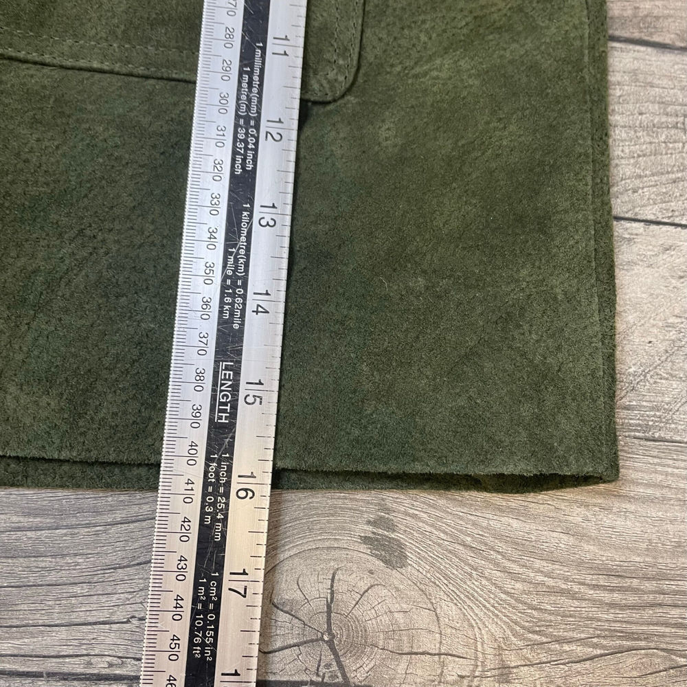 Blank NYC Sun Valley Suede Mini Skirt 31 UK 16 Green Leather Pockets BNWT - Picture 6 of 12